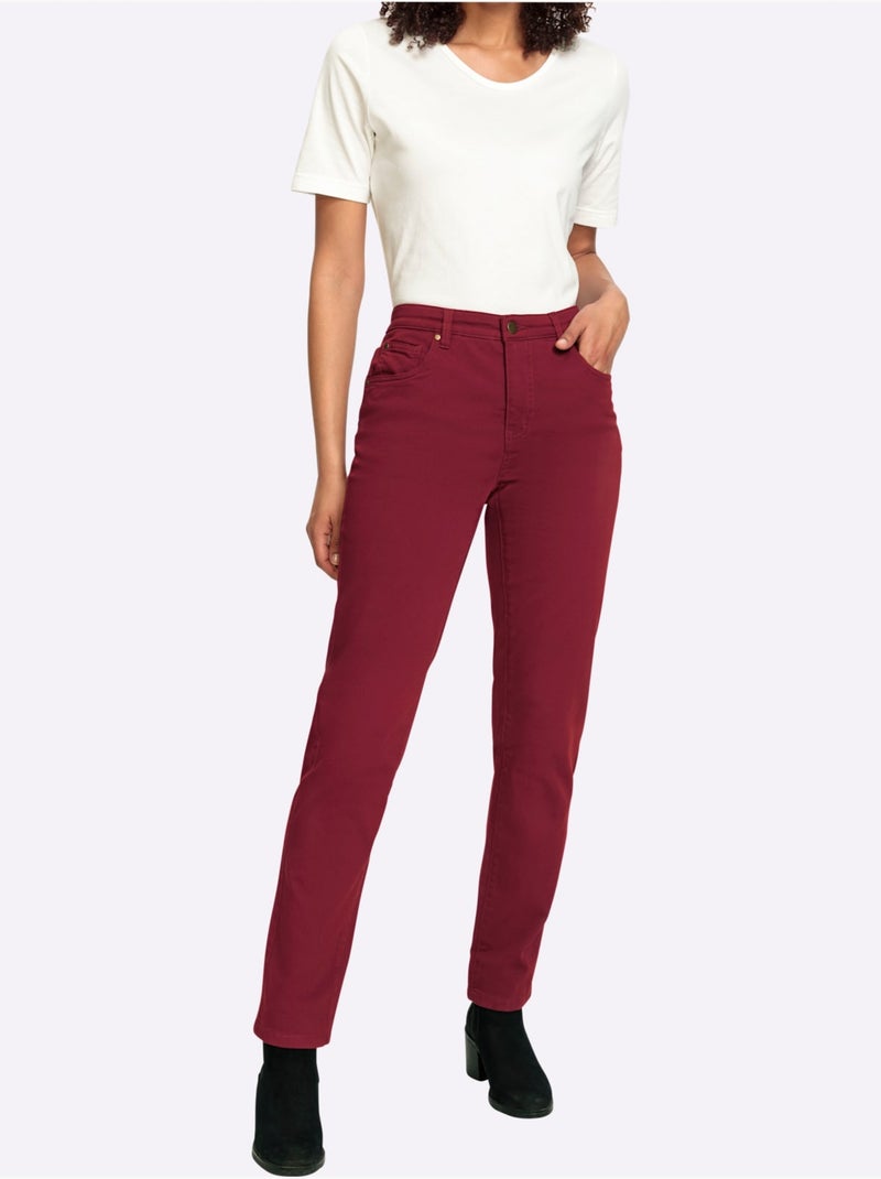Jean 5 Poches Qualité Coton - Taille Longue - Witt Rouge foncé - Kiabi