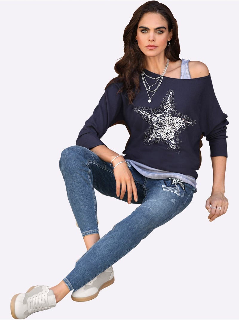 Jean 5 Poches Qualité Coton - Taille Standard - helline Bleu jean - Kiabi