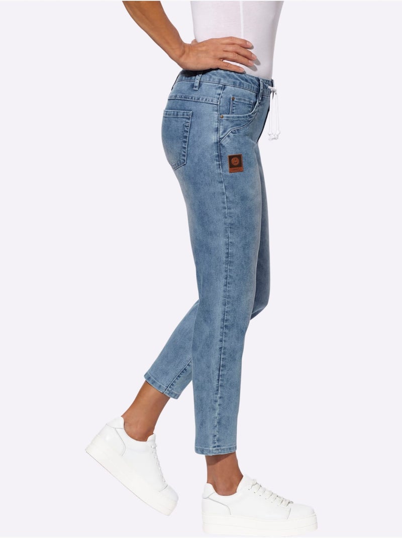 Jean 5 Poches Qualité Coton - Taille Standard - Witt Bleu Blanc - Kiabi