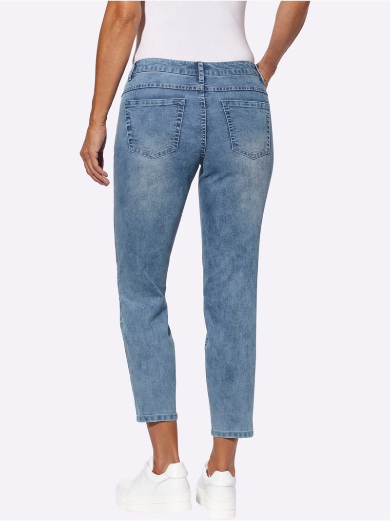 Jean 5 Poches Qualité Coton - Taille Standard - Witt Bleu Blanc - Kiabi