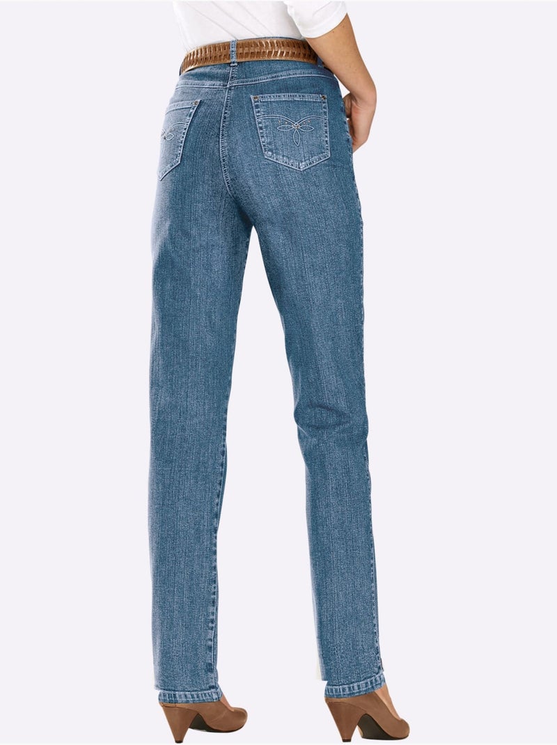 Jean 5 Poches Qualité Coton - Taille Standard - Witt Bleu Blanc - Kiabi