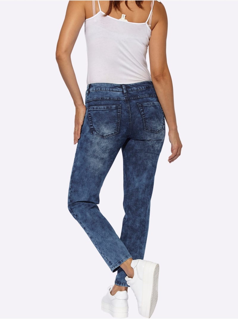 Jean 5 Poches Qualité Coton - Taille Standard - Witt Bleu foncé - Kiabi