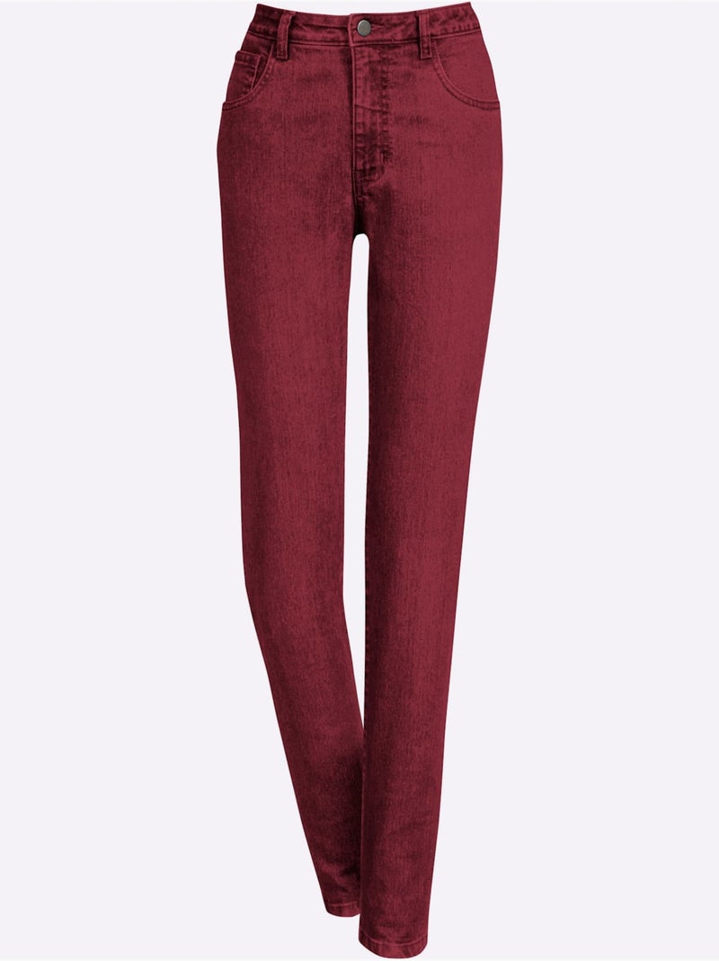 Jean 5 Poches Qualité Coton - Taille Standard - Witt Rouge foncé - Kiabi