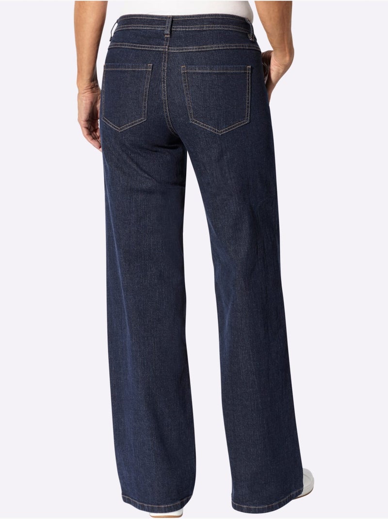 Jean 5 poches qualité coton extensible indéformable - taille courte - witt Bleu foncé - Kiabi
