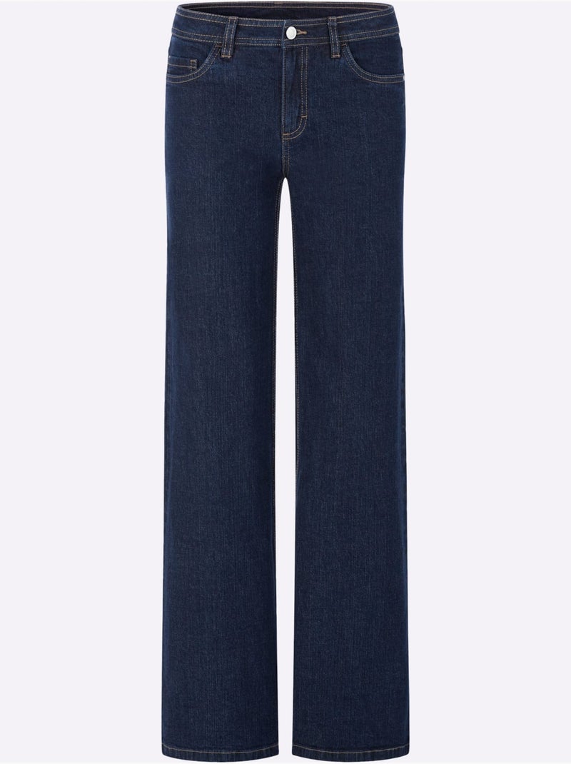 Jean 5 poches qualité coton extensible indéformable - taille courte - witt Bleu foncé - Kiabi