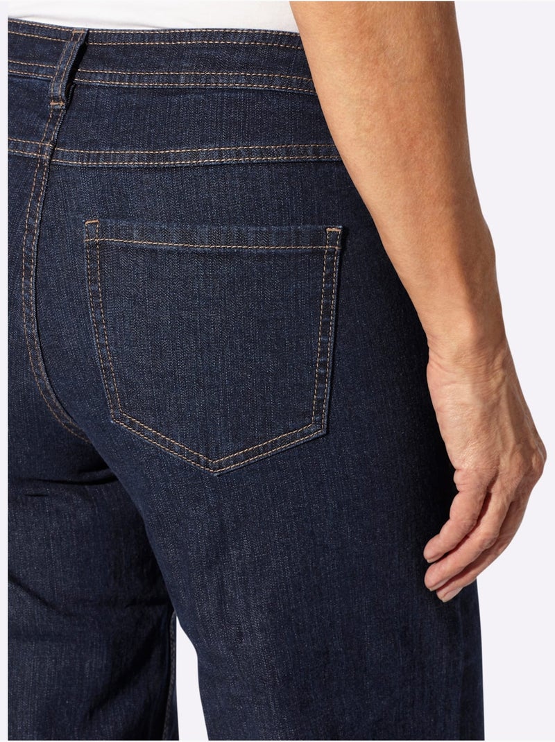 Jean 5 poches qualité coton extensible indéformable - taille courte - witt Bleu foncé - Kiabi