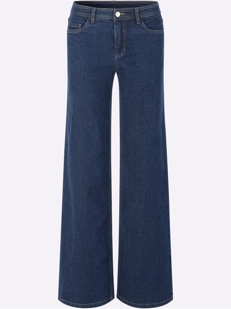 Jean 5 poches qualité coton extensible indéformable - taille courte - witt Bleu jean - Kiabi