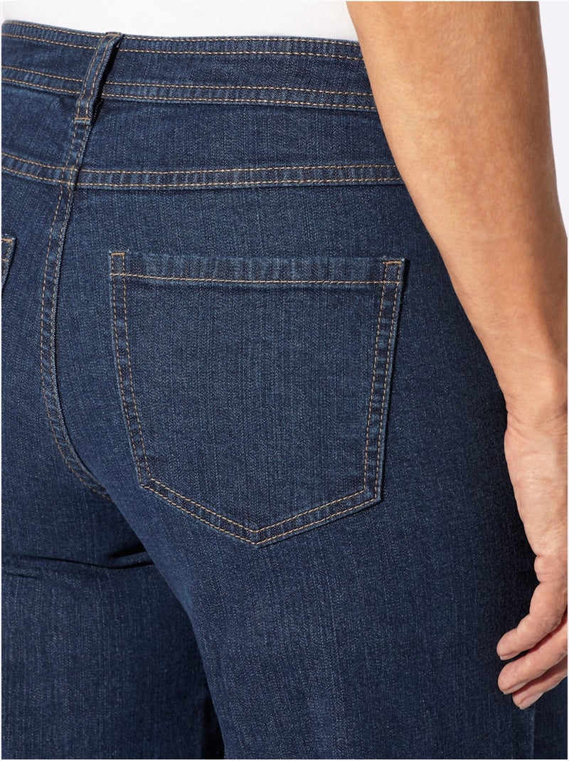 Jean 5 poches qualité coton extensible indéformable - taille courte - witt Bleu jean - Kiabi