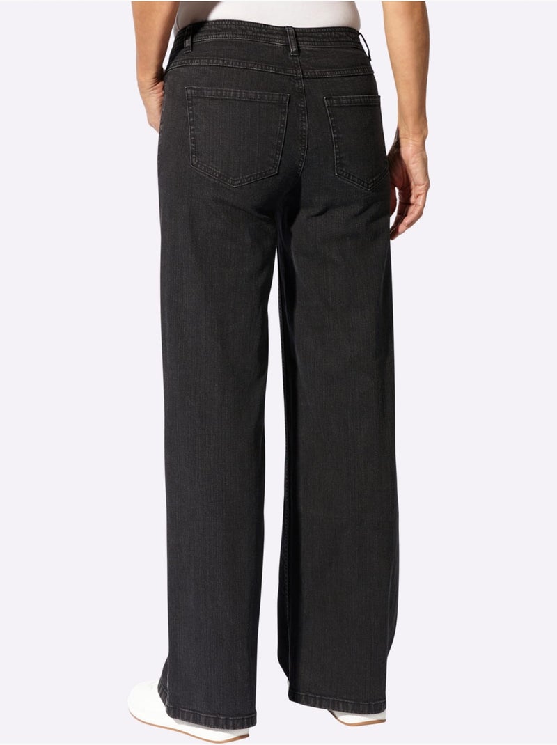 Jean 5 poches qualité coton extensible indéformable - taille courte - witt Noir - Kiabi