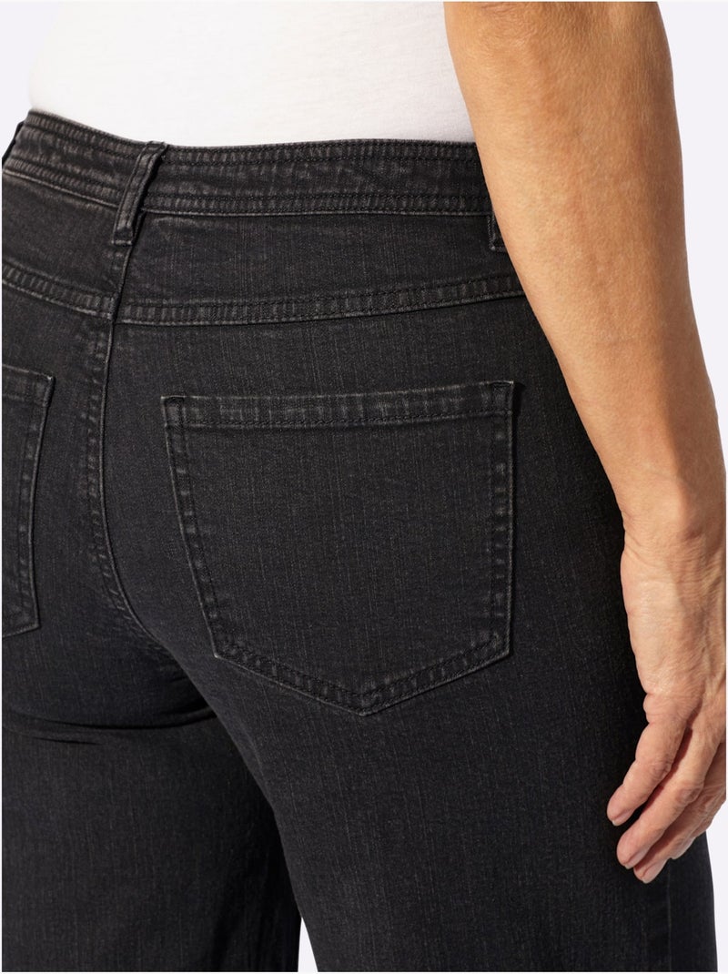 Jean 5 poches qualité coton extensible indéformable - taille courte - witt Noir - Kiabi