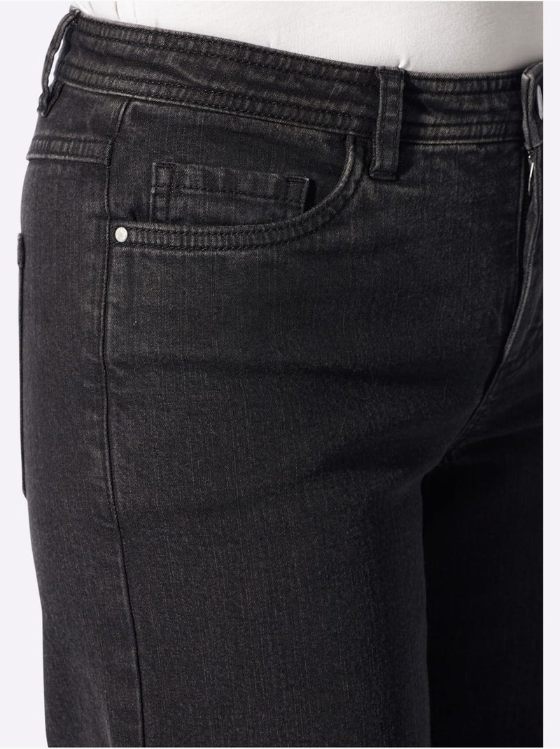 Jean 5 poches qualité coton extensible indéformable - taille courte - witt Noir - Kiabi