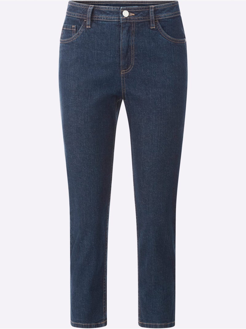 Jean 5 Poches Qualité Coton Extensible Indéformable - Taille Standard - Witt Bleu foncé - Kiabi