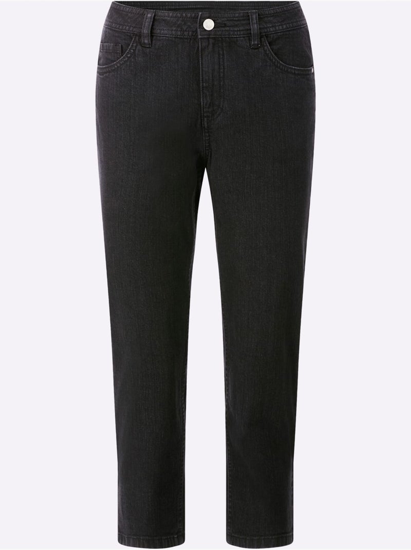 Jean 5 Poches Qualité Coton Extensible Indéformable - Taille Standard - Witt Noir - Kiabi
