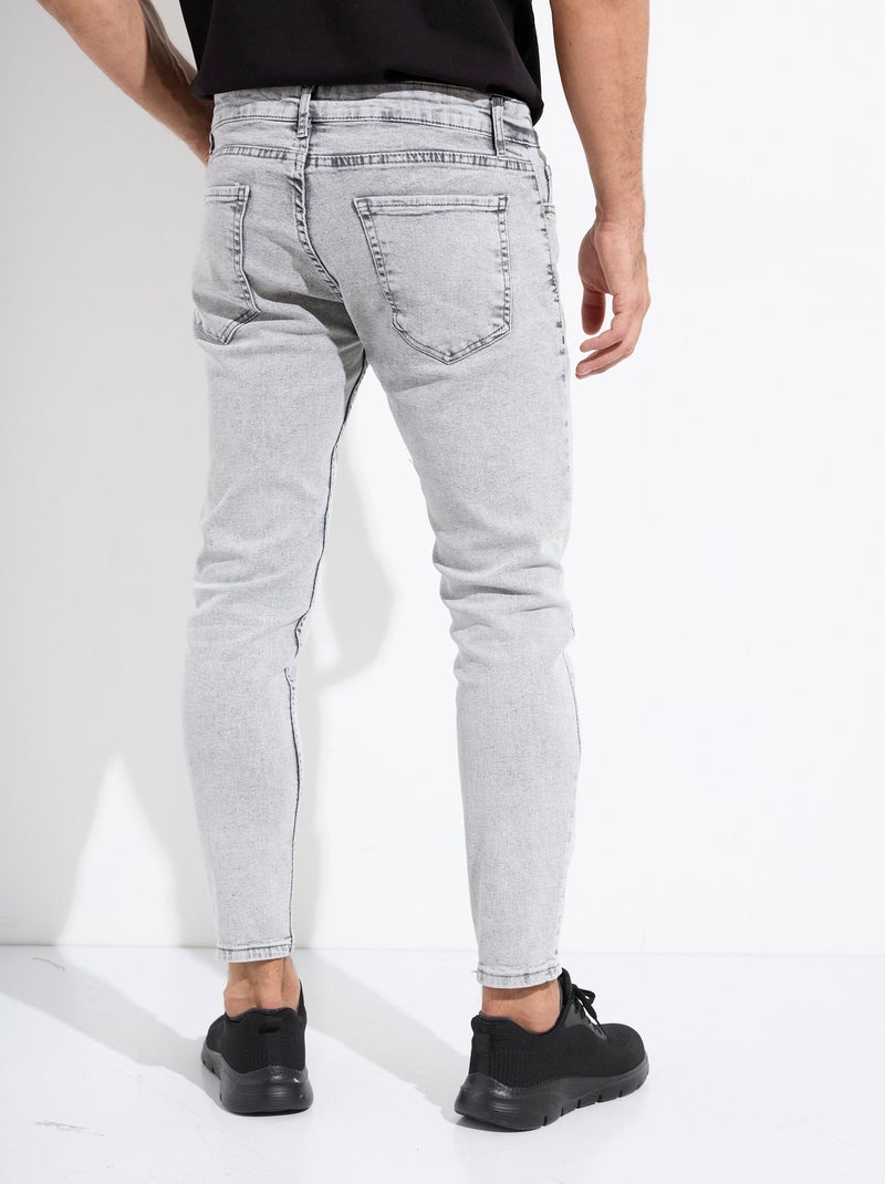 Jean 5 poches slim délavé, coupe slim - AFIBEL Gris - Kiabi