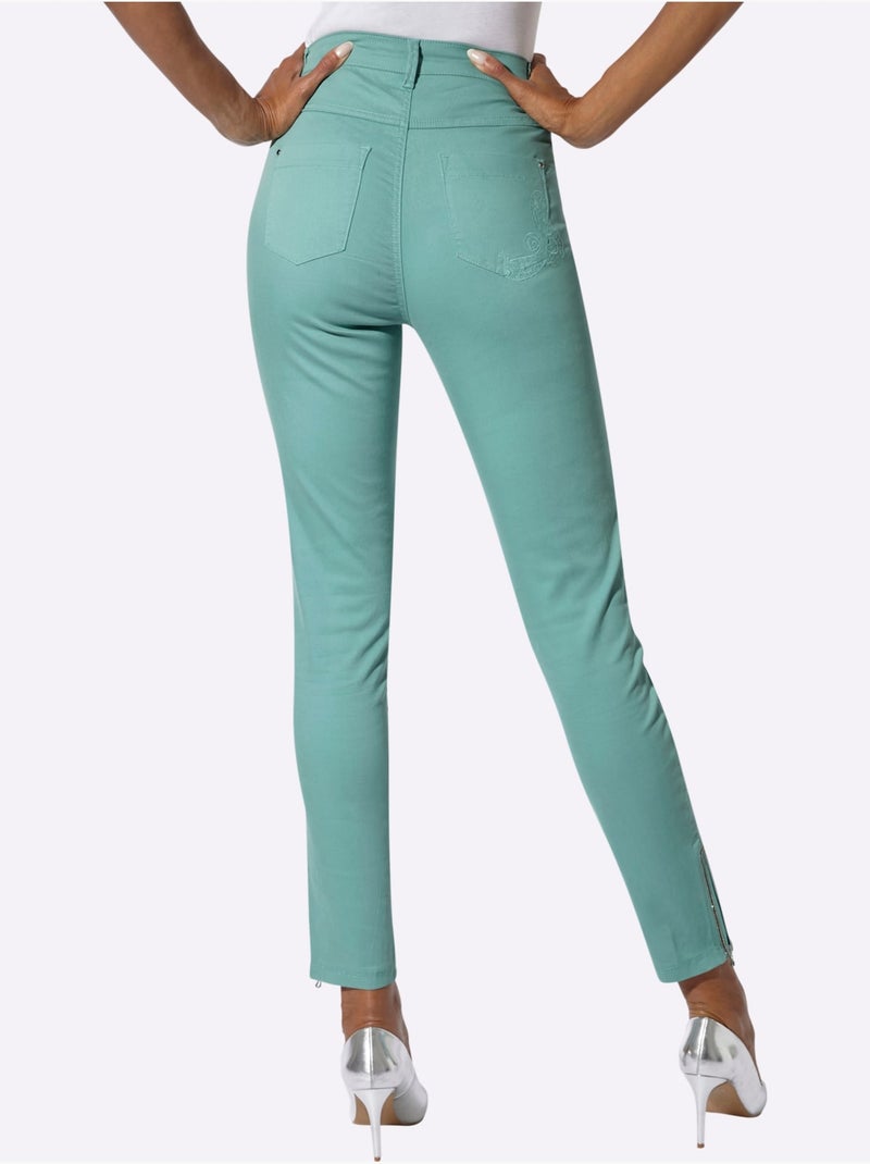 Jean 63% coton - taille courte - helline Vert Sauge - Kiabi