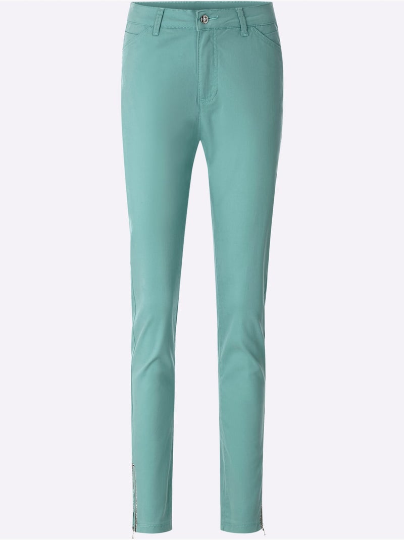 Jean 63% coton - taille courte - helline Vert Sauge - Kiabi
