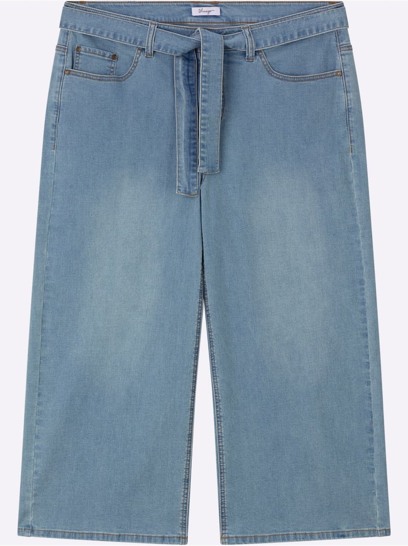 Jean 7/8 5 Poches Pratiques - Taille Standard - Sheego Bleu Blanc - Kiabi