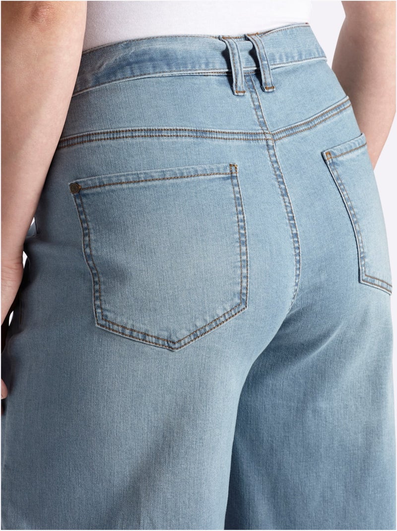 Jean 7/8 5 Poches Pratiques - Taille Standard - Sheego Bleu Blanc - Kiabi
