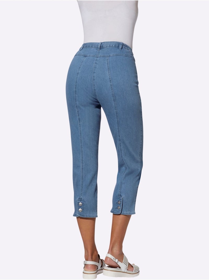 Jean 7/8 96% Coton - Taille Courte - Witt Bleu - Kiabi