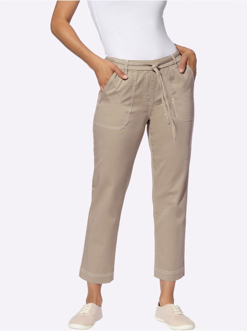 Jean 7/8 98% Coton - Taille Courte - Witt Beige - Kiabi