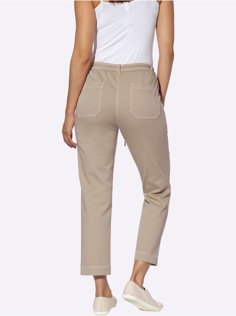 Jean 7/8 98% Coton - Taille Courte - Witt Beige - Kiabi