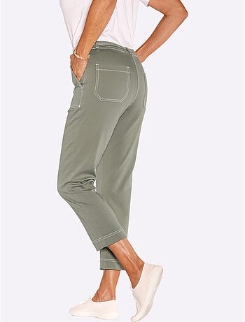 Jean 7/8 à ceinture élastique avec poches et passants - taille courte - witt