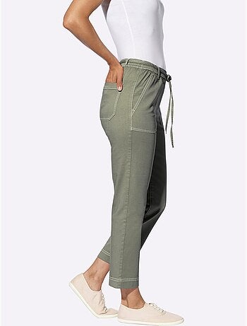 Jean 7/8 à ceinture élastique avec poches et passants - taille courte - witt