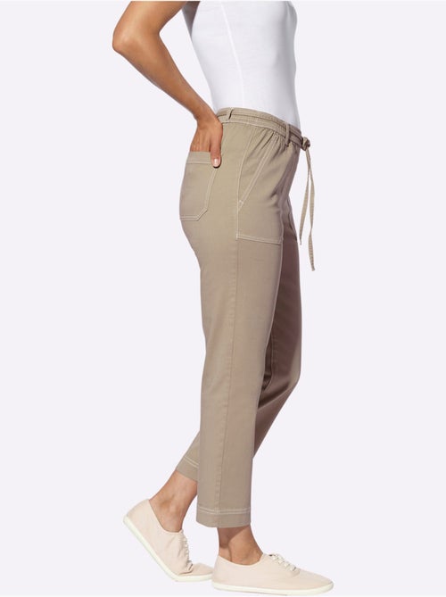 Jean 7/8 à ceinture élastique avec poches et passants - Taille courte - Witt - Kiabi