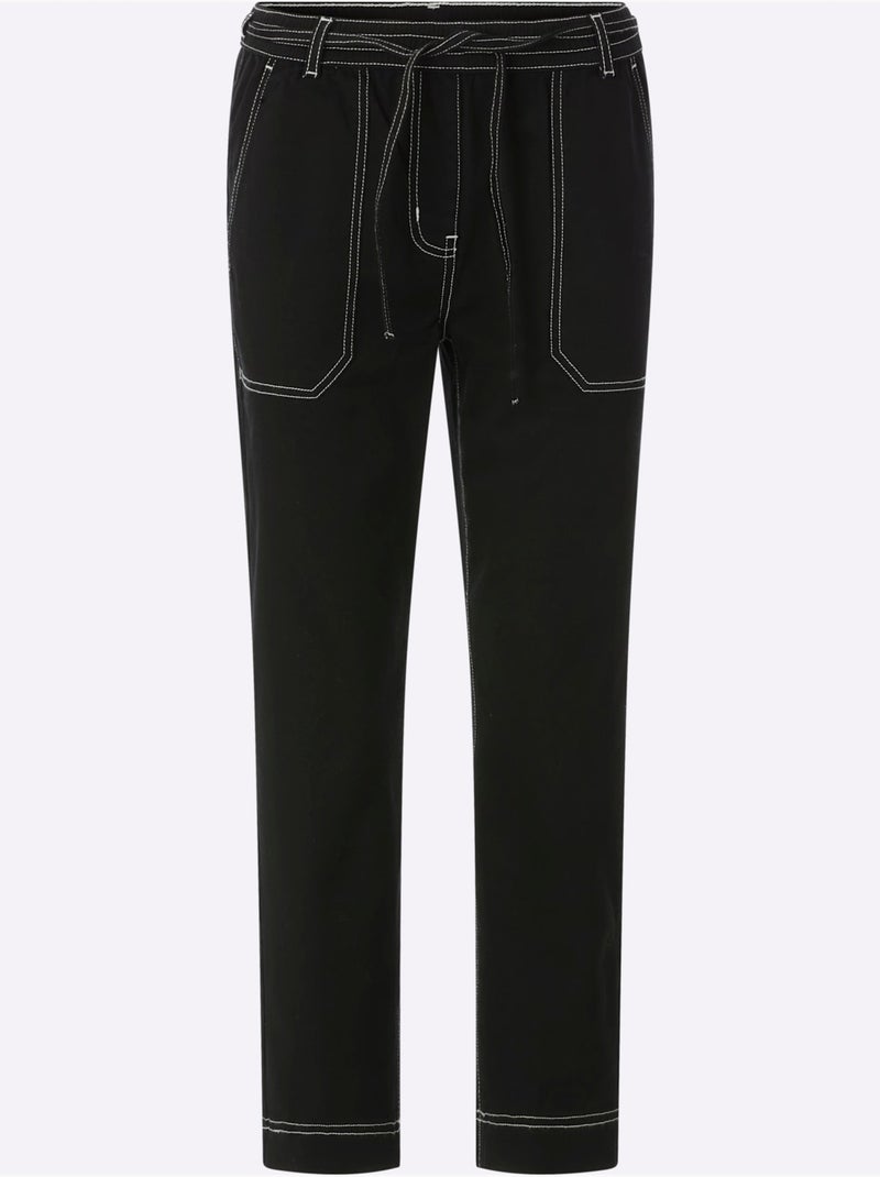 Jean 7/8 à ceinture élastique avec poches et passants - Taille courte - Witt Noir - Kiabi