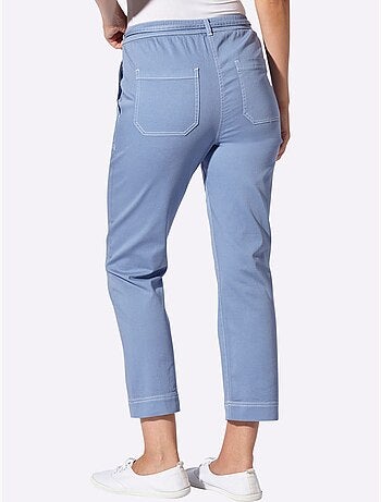Jean 7/8 à ceinture élastique avec poches plaquées et finition légère - taille standard - witt