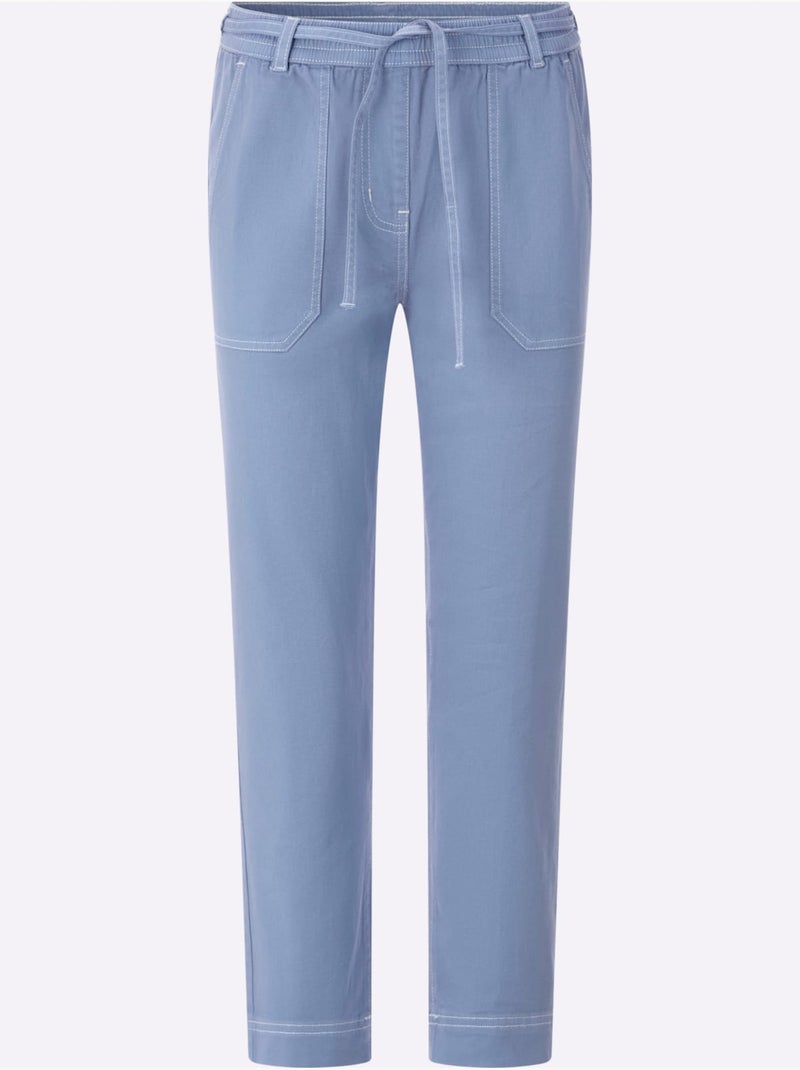 Jean 7/8 à ceinture élastique avec poches et passants - Taille standard - Witt Gris tourterelle - Kiabi