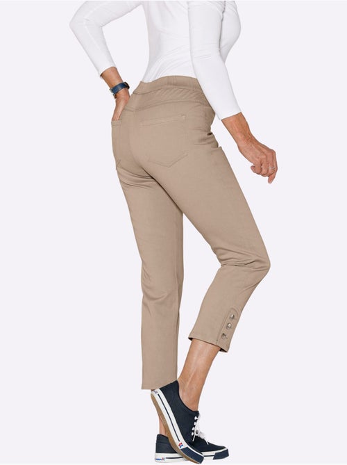 Jean 7/8 avec ceinture élastique et boutons décoratifs - Taille standard - Moda Vilona - Kiabi