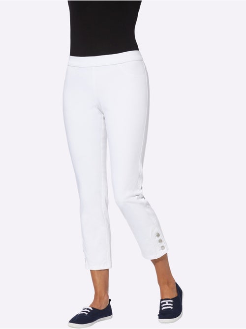 Jean 7/8 avec ceinture élastique et boutons décoratifs latéraux - Taille courte - Moda Vilona - Kiabi Jean 7/8 avec ceinture élastique et boutons décoratifs latéraux - Taille courte - Moda Vilona - Kiabi