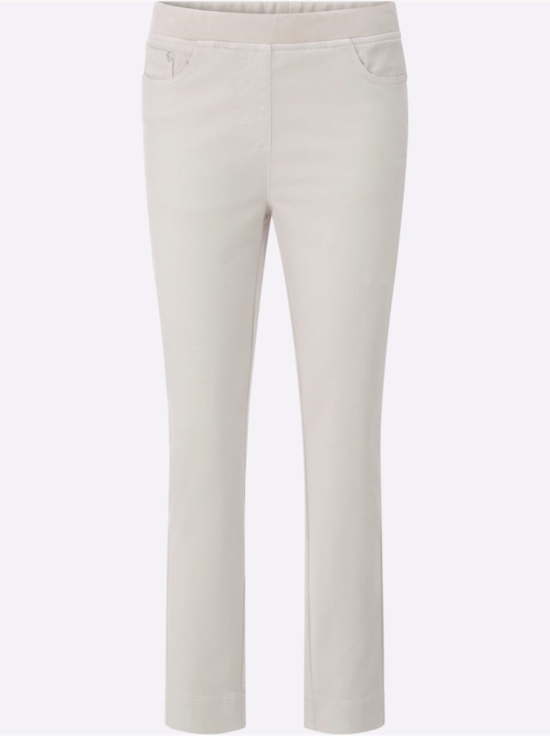 Jean 7/8 avec ceinture élastique et coupe 5 poches - Taille courte - Witt Gris clair - Kiabi