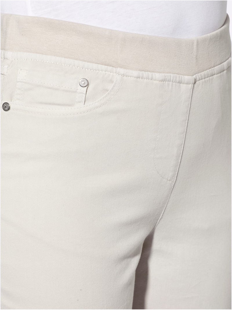 Jean 7/8 avec ceinture élastique et coupe 5 poches - Taille courte - Witt Gris clair - Kiabi