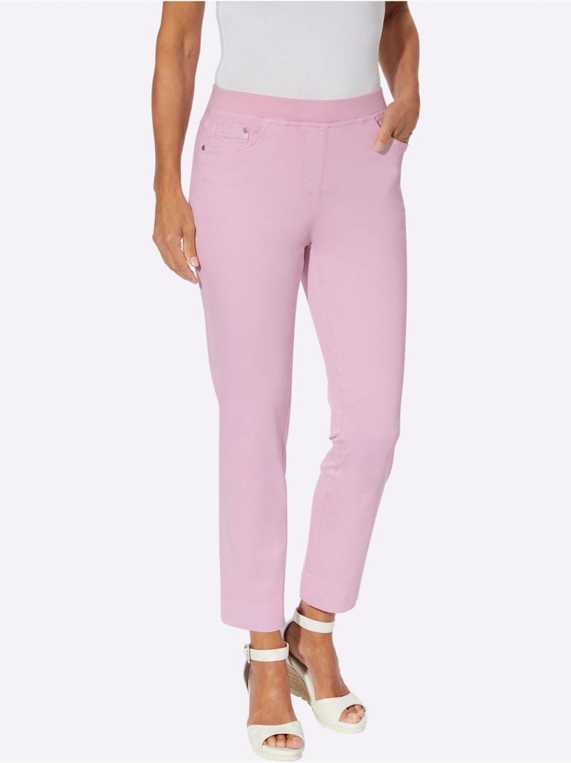 Jean 7/8 avec ceinture élastique et fausse patte à glissière - Taille courte - Witt Rose - Kiabi