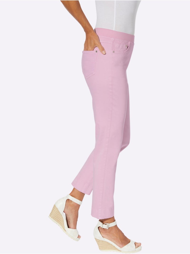 Jean 7/8 avec ceinture élastique et fausse patte à glissière - Taille courte - Witt Rose - Kiabi