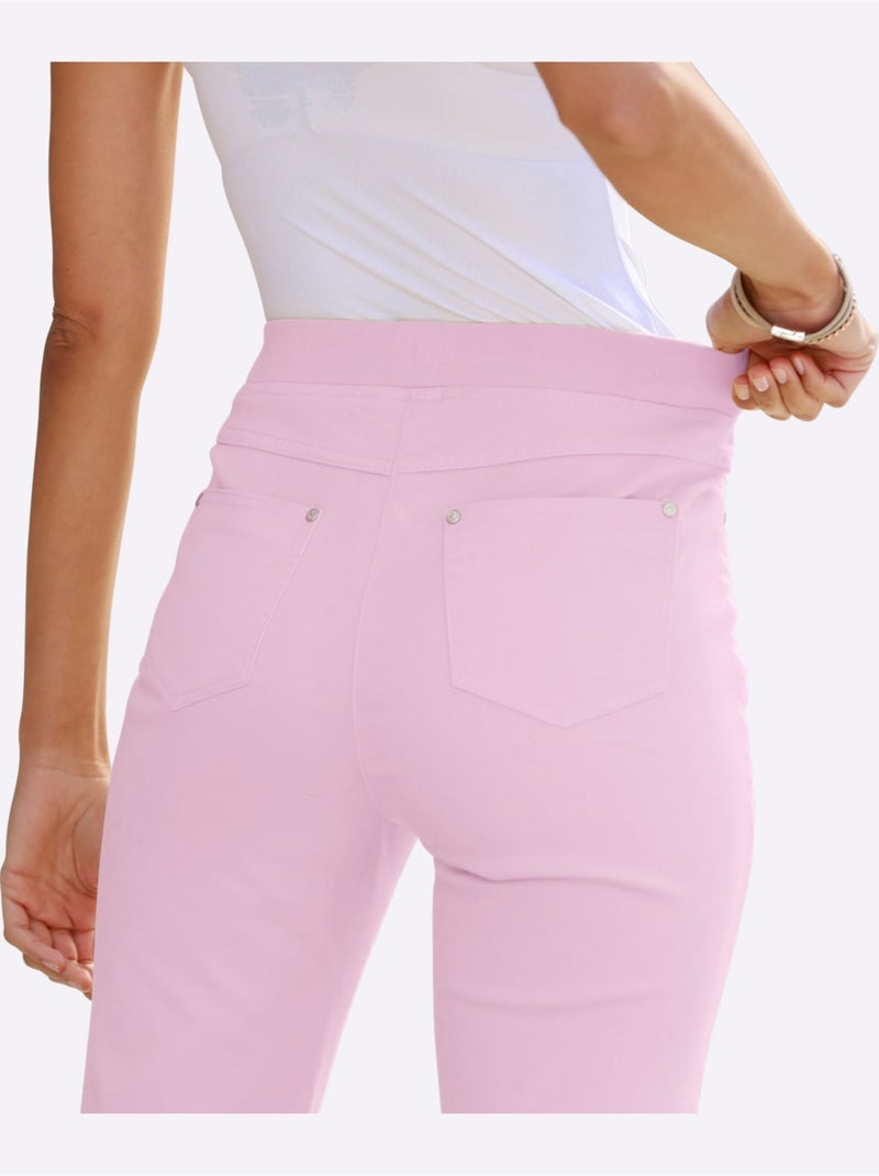 Jean 7/8 avec ceinture élastique et fausse patte à glissière - Taille courte - Witt Rose - Kiabi