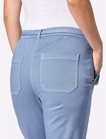 Jean 7/8 à ceinture élastique avec poches et passants - Taille courte - Witt
