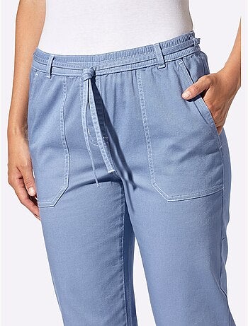 Jean 7/8 à ceinture élastique avec poches et passants - Taille courte - Witt