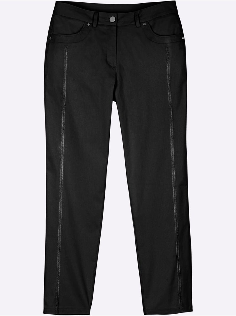 Jean 7/8 avec ceinture gainante et surpiqûres décoratives - Taille courte - Witt Noir - Kiabi