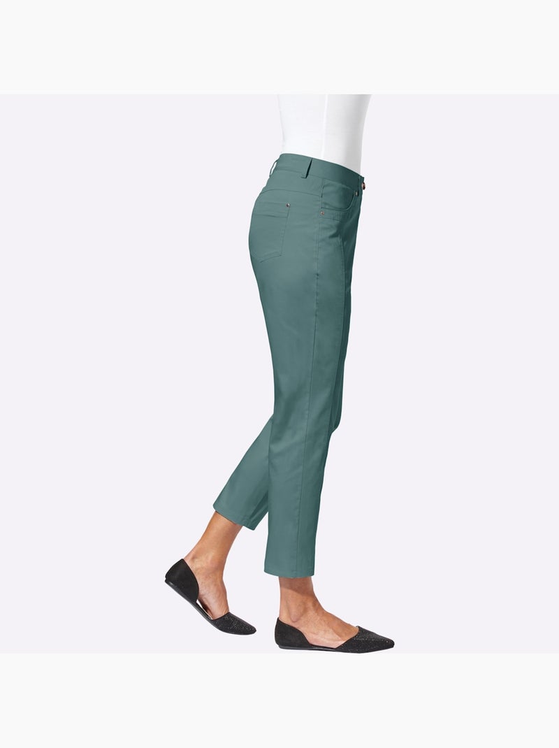 Jean 7/8 avec ceinture gainante et surpiqûres décoratives - taille courte - witt Vert jade - Kiabi