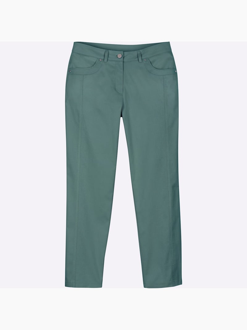 Jean 7/8 avec ceinture gainante et surpiqûres décoratives - taille courte - witt Vert jade - Kiabi