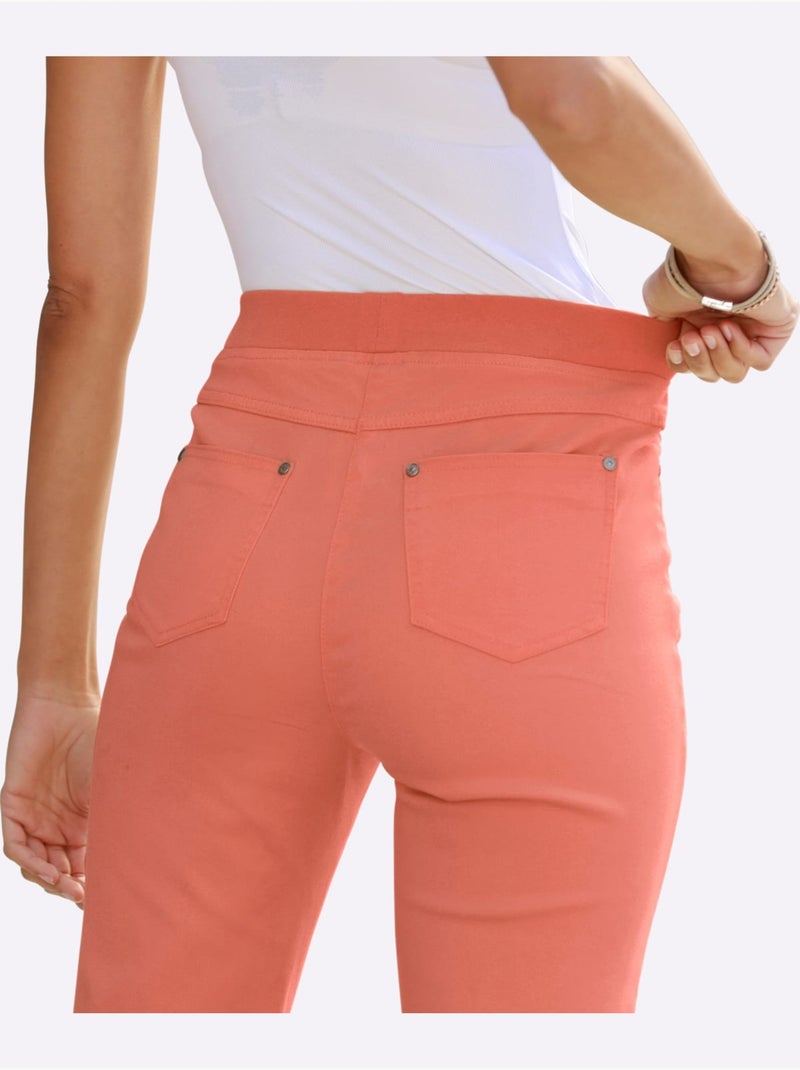 Jean 7/8 avec ceinture intérieure élastique et coupe 5 poches - Taille courte - Witt Corail - Kiabi