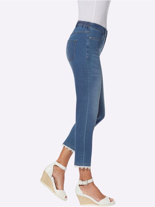 Jean 7/8 avec dentelle au bas et ceinture élastique - Taille standard - Moda Vilona - Kiabi Jean 7/8 avec dentelle au bas et ceinture élastique - Taille standard - Moda Vilona - Kiabi