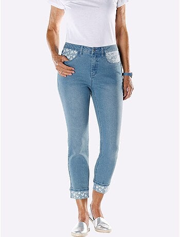 Jean 7/8 avec empiècements à motifs papillon et poches décoratives - taille standard - moda vilona