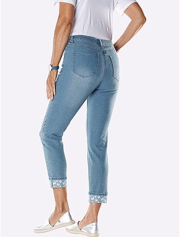 Jean 7/8 avec empiècements à motifs papillon et poches décoratives - taille standard - moda vilona