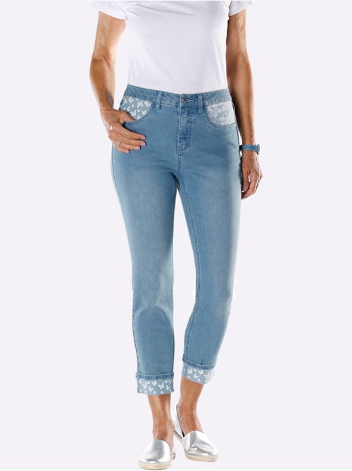 Jean 7/8 avec empiècements à motifs papillon et poches décoratives - Taille standard - Moda Vilona - Kiabi