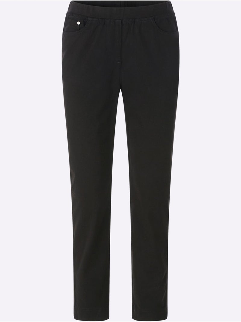 Jean 7/8 avec fausse patte et ceinture élastique douce - Taille courte - Witt Noir - Kiabi