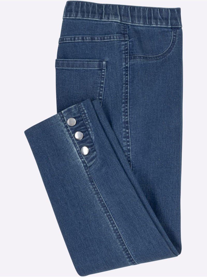 Jean 7/8 Ceinture élastique Confortable - Taille Standard - Moda Vilona Bleu jean - Kiabi